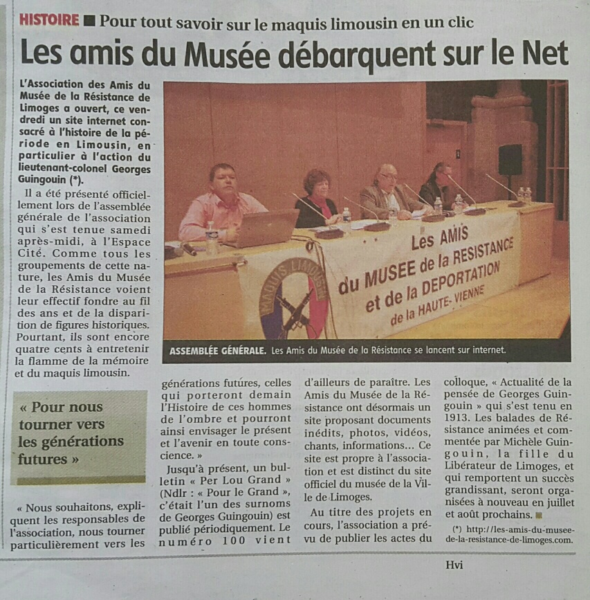 article du populaire du 12 avril 2016 pour l'ag